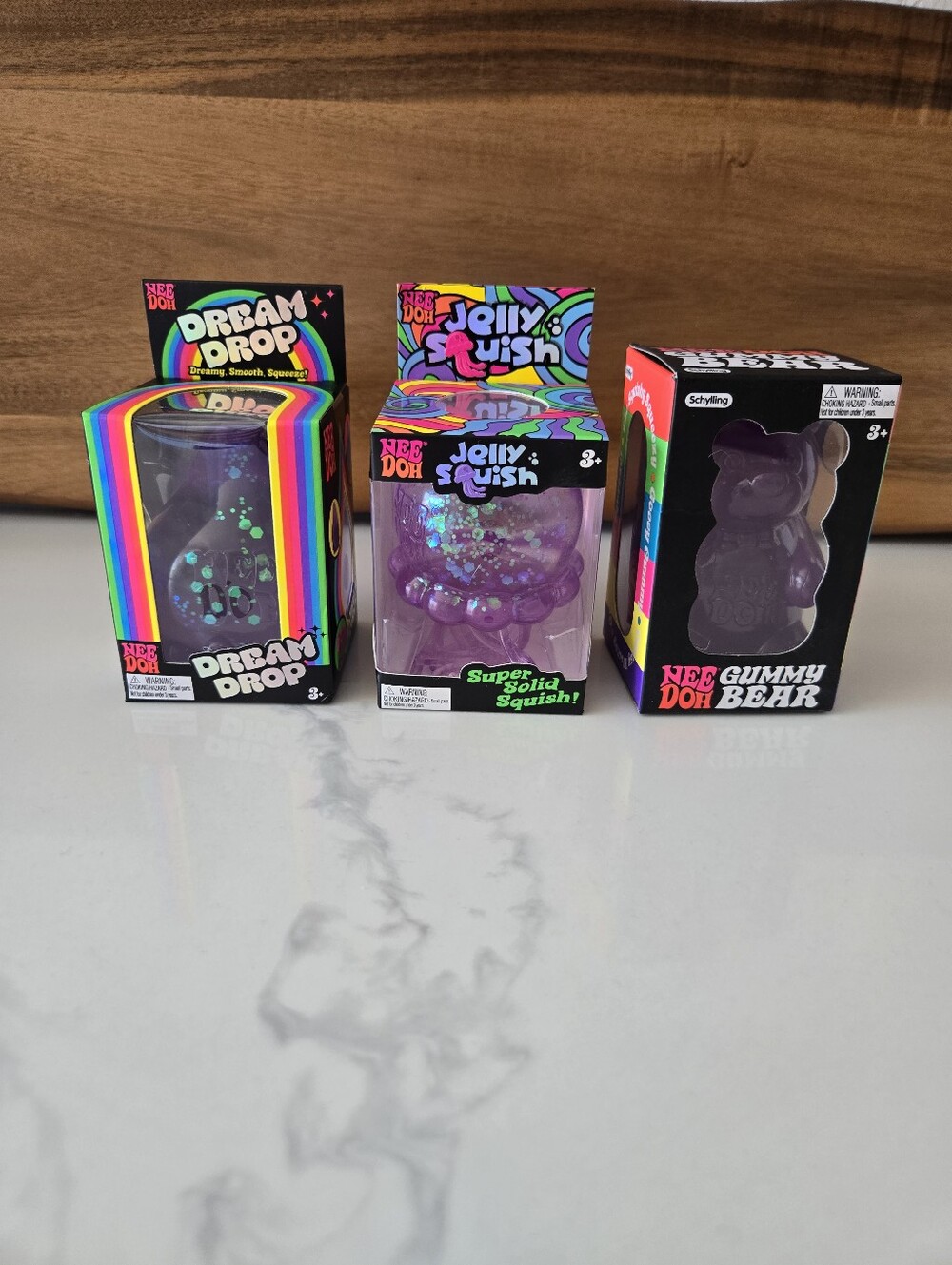 NIB Purple NeeDoh Fidget Toy Lot of 3 - Dream Drop, Jelly Squish & Gummy Bear